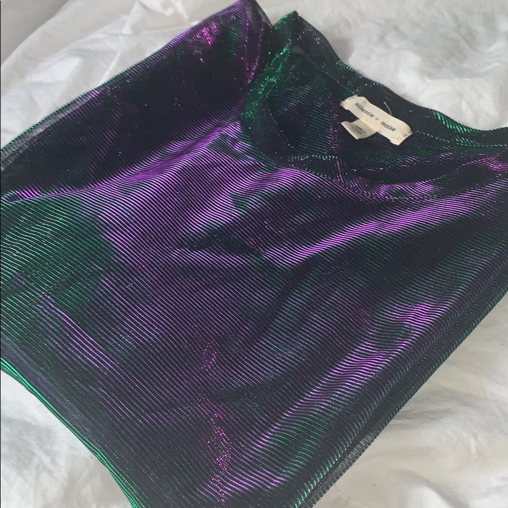 Urban Outfitters Iridescent Shimmer Mesh Tee